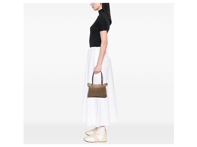 Fendi Braune Zucchino Canvas Tote Hellbraun - Ansicht 7