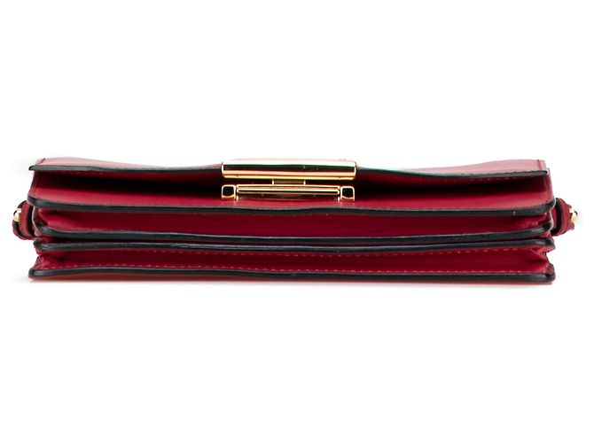Carteira Burberry em couro vermelho Madison com corrente - vista 3