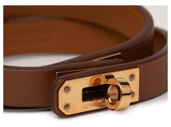 Pulsera Mini Kelly Double Tour de Hermès Castaño - vista 4
