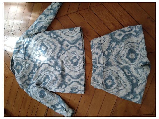 Conjunto Sézane 'Will' T40 – Blazer oversize & short jacquard azul/blanco en algodón - vista 14