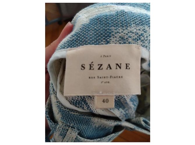 Conjunto Sézane 'Will' T40 – Blazer oversize & short jacquard azul/blanco en algodón - vista 15