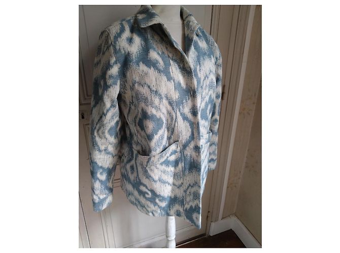Conjunto Sézane 'Will' T40 – Blazer oversize & short jacquard azul/blanco en algodón - vista 3