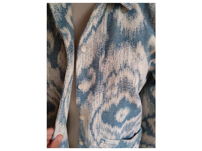 Conjunto Sézane 'Will' T40 – Blazer oversize & short jacquard azul/blanco en algodón - vista 4