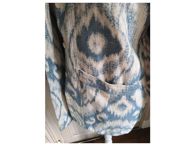 Conjunto Sézane 'Will' T40 – Blazer oversize & short jacquard azul/blanco en algodón - vista 7