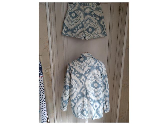 Conjunto Sézane 'Will' T40 – Blazer oversize & short jacquard azul/blanco en algodón - vista 8
