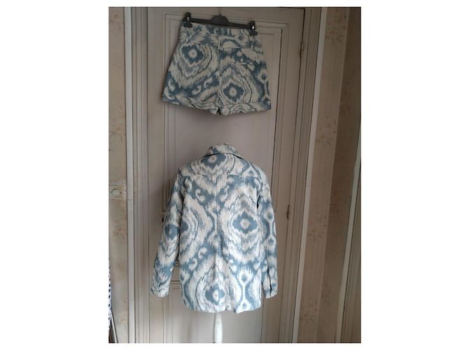 Conjunto Sézane 'Will' T40 – Blazer oversize & short jacquard azul/blanco en algodón - vista 9