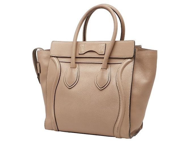 Céline Borsa a mano Celine Luggage Micro Shopper Beige - vista 2