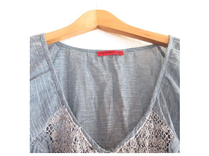 Autre Marque Blusa de gasa con mangas 3/4 VIVIENNE TAM Azul - vista 3