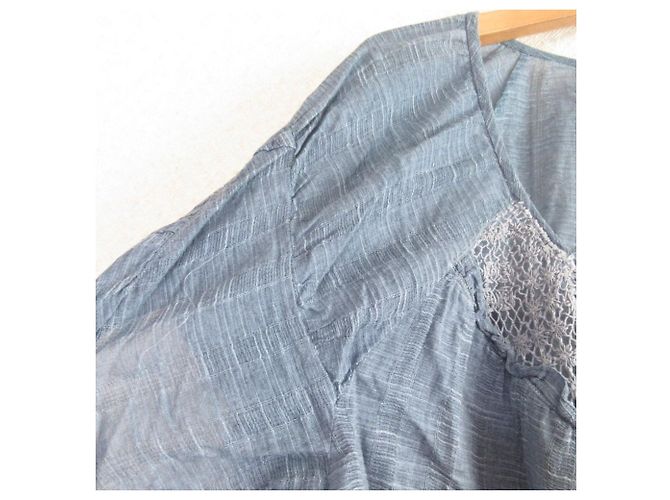 Autre Marque Blusa de gasa con mangas 3/4 VIVIENNE TAM Azul - vista 4