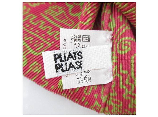 Issey Miyake Top de manga corta plisado impreso PLEATS PLEASE Rosa Verde - vista 6