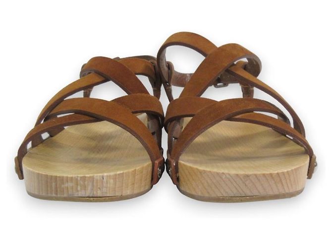 Sandali in suede e legno Miu Miu Bijou Studs Marrone - vista 4