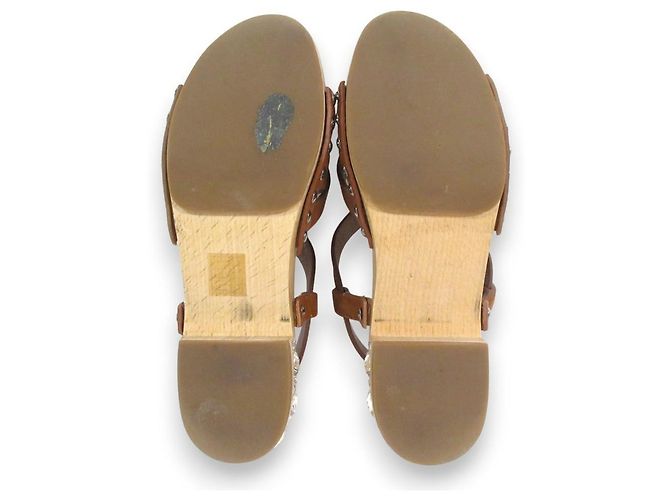 Sandali in suede e legno Miu Miu Bijou Studs Marrone - vista 7