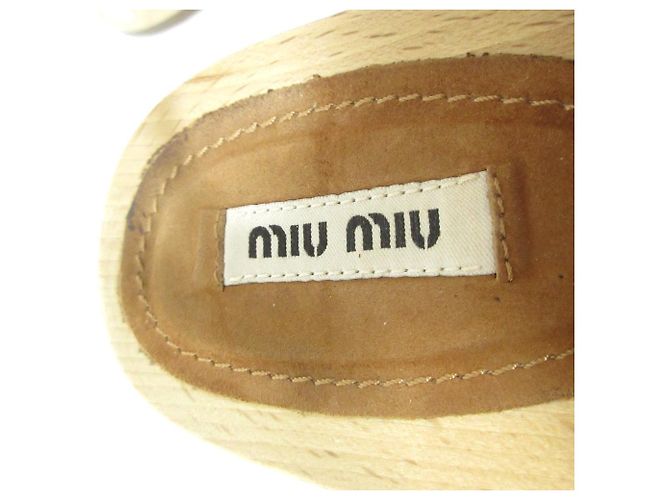 Sandali in suede e legno Miu Miu Bijou Studs Marrone - vista 8