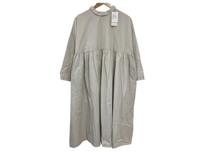Autre Marque Vestido Largo de Algodón con Volantes Nest Castaño Gris - vista 3