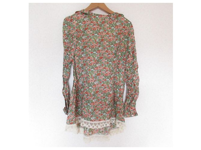 Autre Marque Bluse Indien mit Blumenmuster Franche Lippee Grün - Ansicht 2