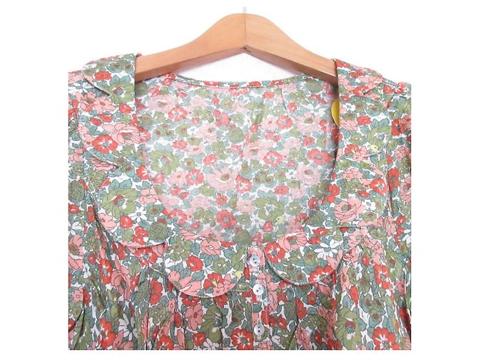 Autre Marque Bluse Indien mit Blumenmuster Franche Lippee Grün - Ansicht 3