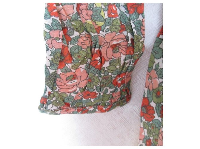 Autre Marque Bluse Indien mit Blumenmuster Franche Lippee Grün - Ansicht 5