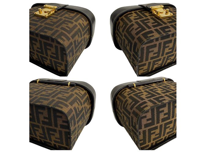 Fendi Zucca Leder-Canvas 2-Wege-Tasche Braun Schwarz - Ansicht 10