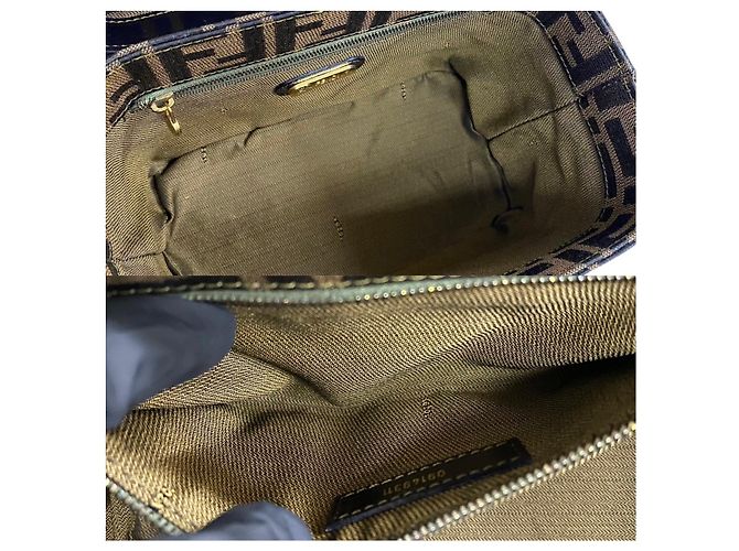Fendi Zucca Leder-Canvas 2-Wege-Tasche Braun Schwarz - Ansicht 11