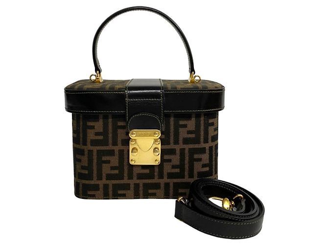 Fendi Zucca Leder-Canvas 2-Wege-Tasche Braun Schwarz - Ansicht 2