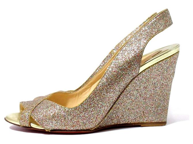 Sandali con zeppa glitter Christian Louboutin Multicolore - vista 3