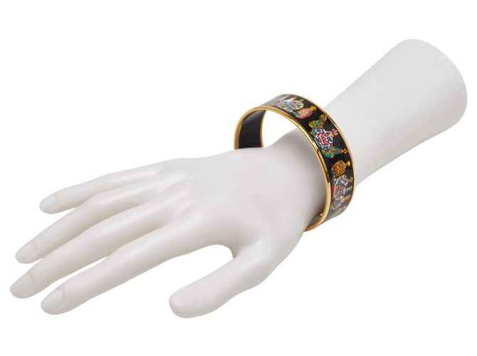 Hermès GM Email Cloisonné Armreif Schwarz Golden - Ansicht 6