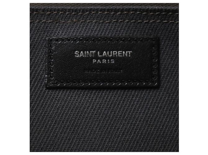 Borsa tote in tela e pelle N S Rive Gauche di Saint Laurent Nero Grigio antracite - vista 10