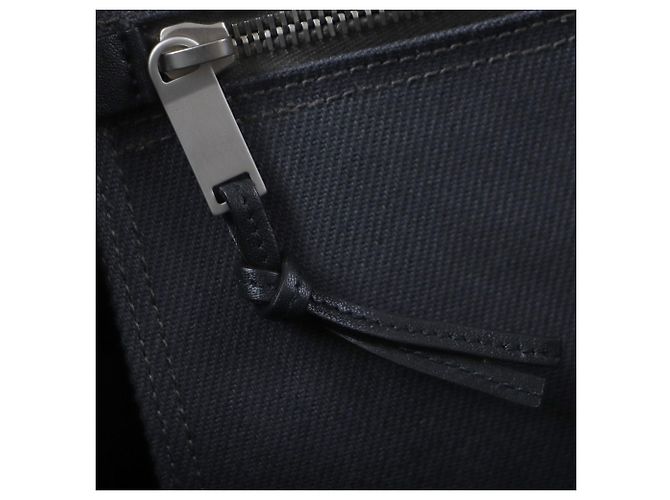 Borsa tote in tela e pelle N S Rive Gauche di Saint Laurent Nero Grigio antracite - vista 11