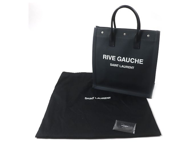 Borsa tote in tela e pelle N S Rive Gauche di Saint Laurent Nero Grigio antracite - vista 2