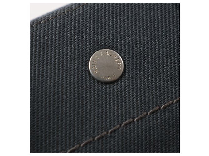 Borsa tote in tela e pelle N S Rive Gauche di Saint Laurent Nero Grigio antracite - vista 9