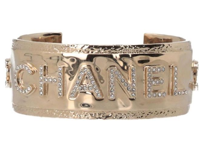 Chanel Armreif Gold mit CC Logo und Strass Größe M Gold hardware - Ansicht 5