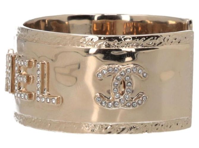 Chanel Armreif Gold mit CC Logo und Strass Größe M Gold hardware - Ansicht 6