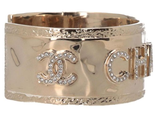 Chanel Armreif Gold mit CC Logo und Strass Größe M Gold hardware - Ansicht 7