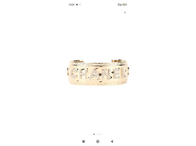 Chanel Armreif Gold mit CC Logo und Strass Größe M Gold hardware - Ansicht 9