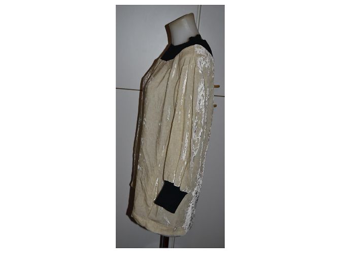Twin Set Samt-Effekt Pullover schwarz creme - Ansicht 2