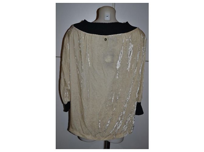 Twin Set Samt-Effekt Pullover schwarz creme - Ansicht 3