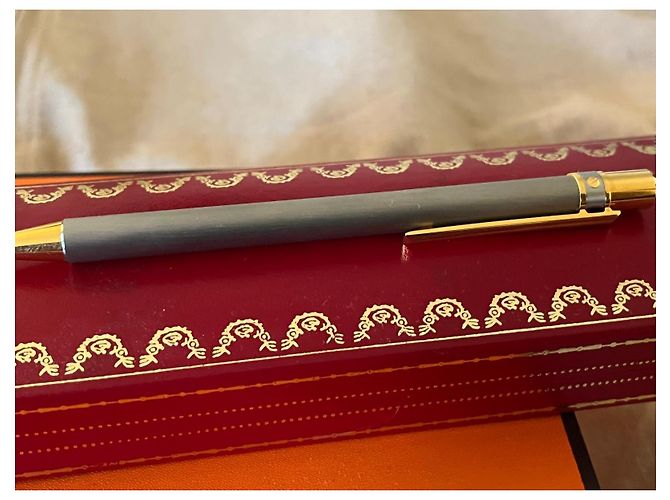 Must de Cartier – Santos Grey Matte & 18K Solid Gold Ballpoint Pen – 1980s-90s Dark grey - view 3