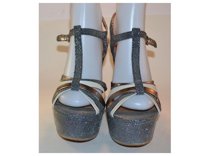Sandali con zeppa Jeffrey Campbell Argento in tessuto Taglia 40 - vista 2