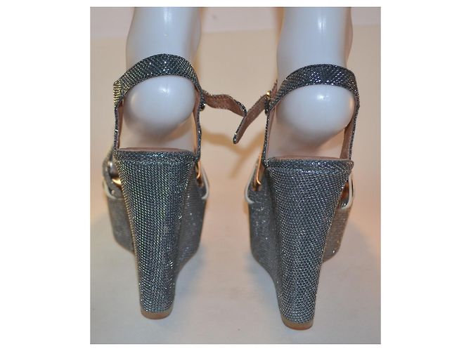 Sandali con zeppa Jeffrey Campbell Argento in tessuto Taglia 40 - vista 3