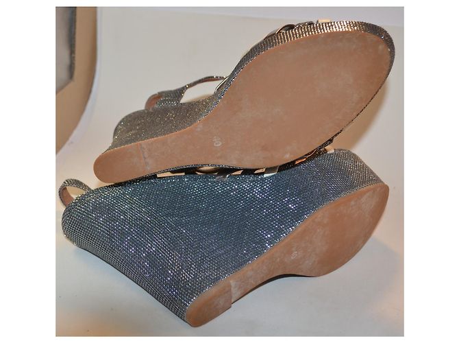 Sandali con zeppa Jeffrey Campbell Argento in tessuto Taglia 40 - vista 4