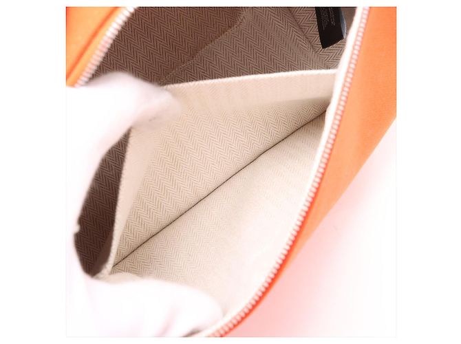 Hermès Neceser Bride PM de Lana Beauty Case PM Negro & Naranja - vista 10