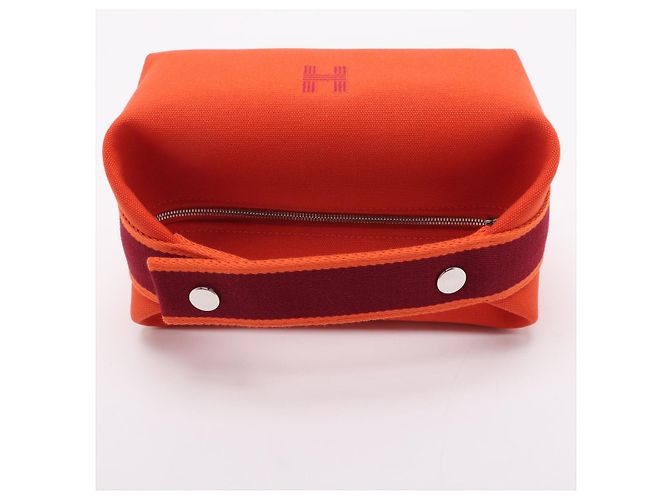 Hermès Neceser Bride PM de Lana Beauty Case PM Negro & Naranja - vista 5