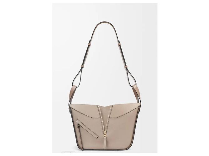 Borsa Hammock Piccola Loewe in Morbida Pelle di Vitello Granata Marrone Beige - vista 10