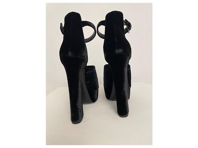 Sandali con plateau in velluto nero Ballin - vista 3