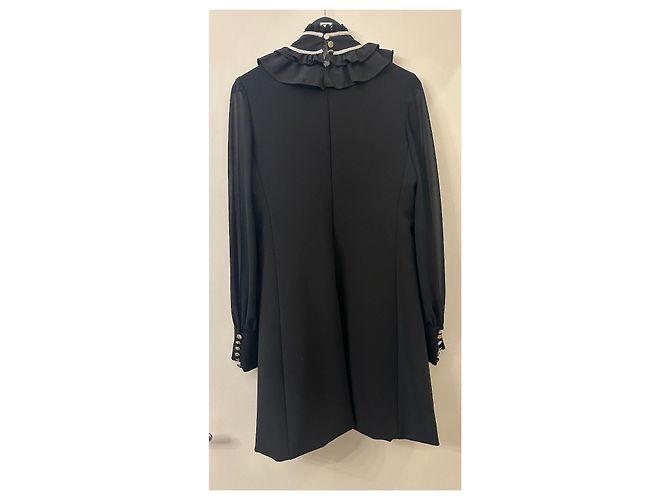 Vestido mini de crepé negro Babylone - vista 10