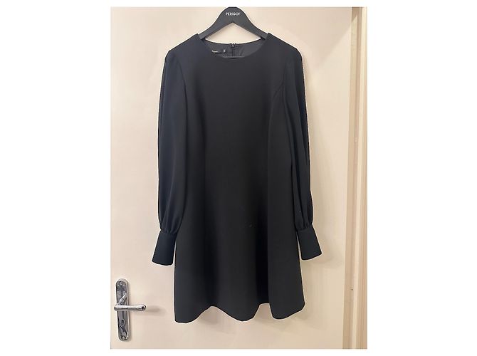 Vestido mini de crepé negro Babylone - vista 11