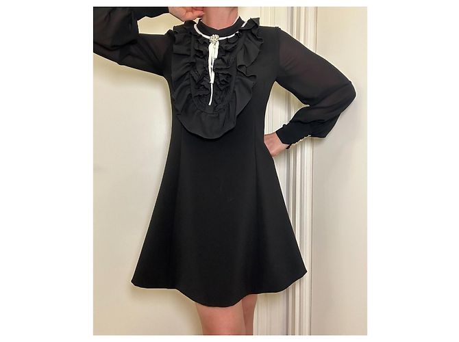 Vestido mini de crepé negro Babylone - vista 3