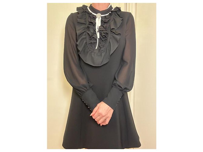 Vestido mini de crepé negro Babylone - vista 4