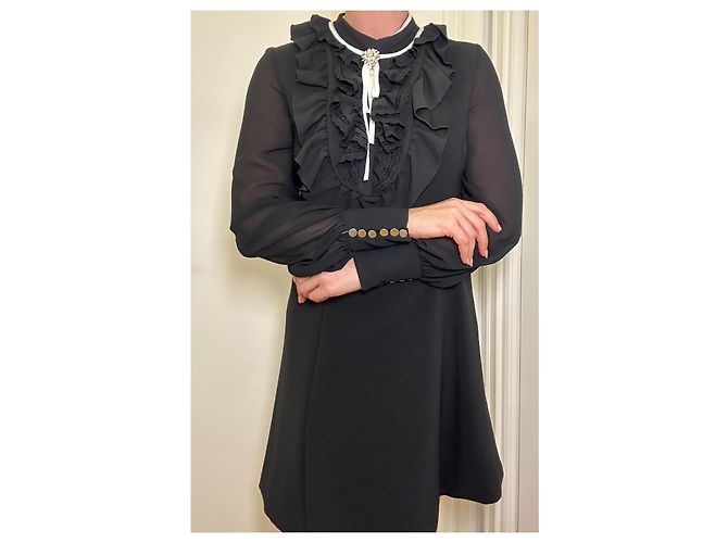 Vestido mini de crepé negro Babylone - vista 5