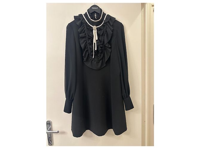 Vestido mini de crepé negro Babylone - vista 9